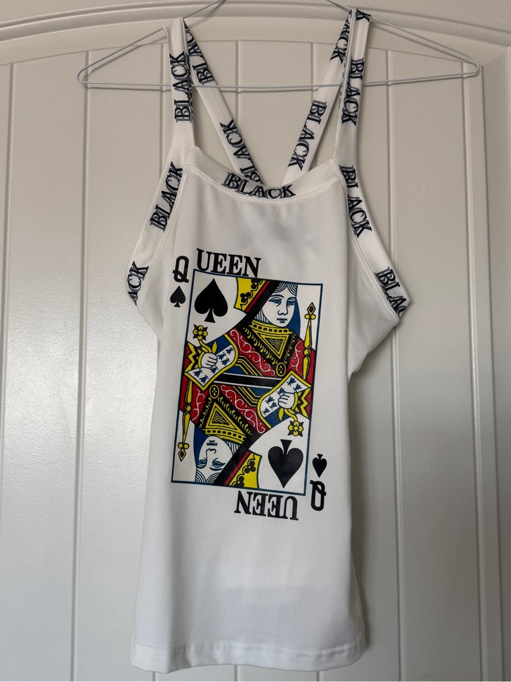 Y2K Queen of Spades White Graphic Strappy Tank Top Brand New Small